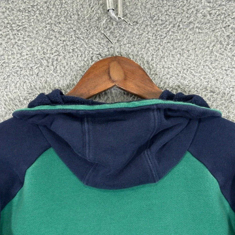 Gymboree Hoodie Kids L 10-12 Green Navy Blue Varsity Striped Zip Up Good
